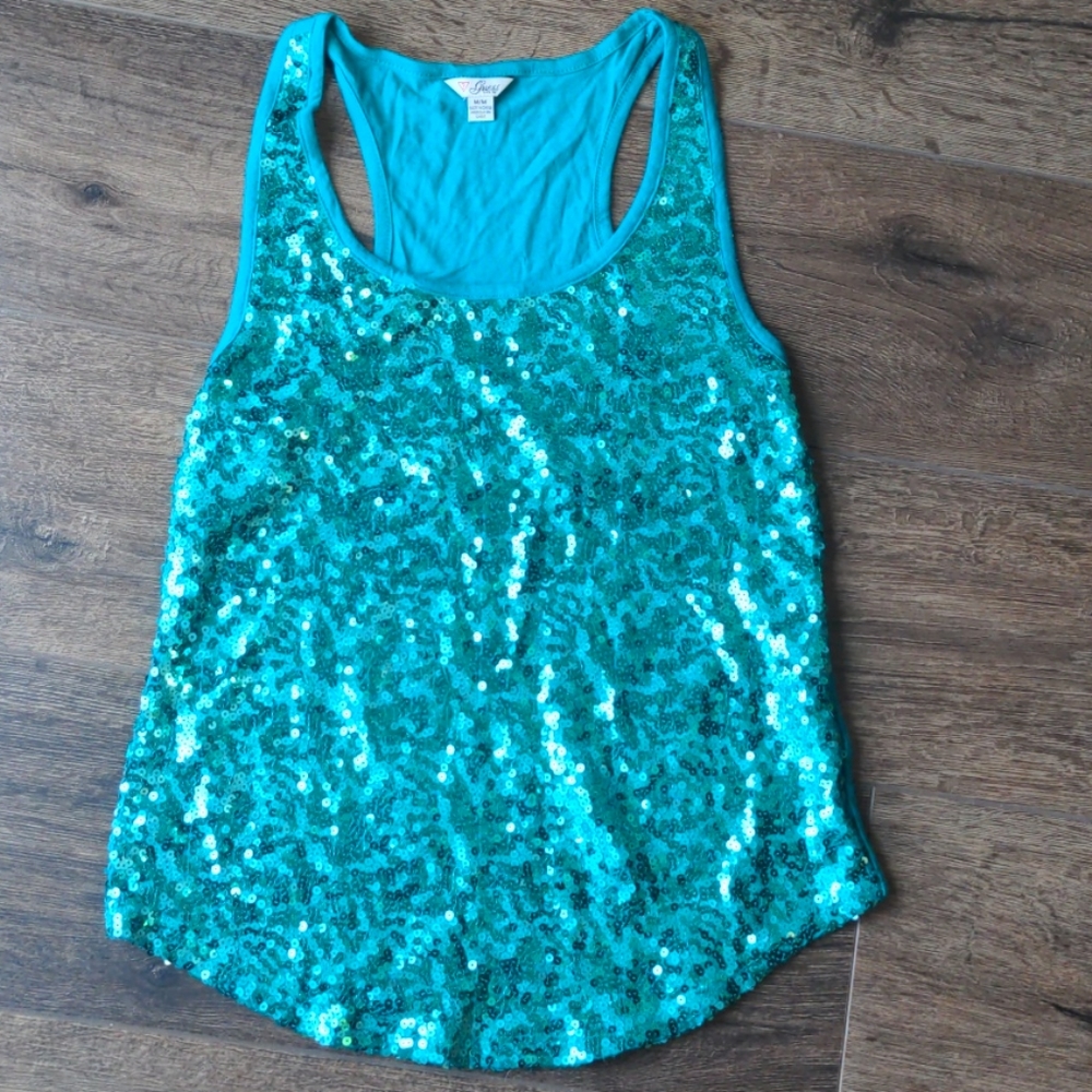 Guess Racerback sequin tank